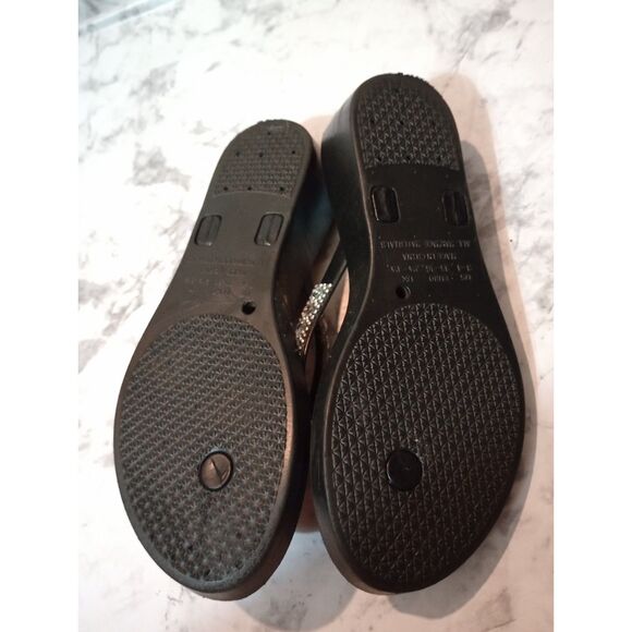 Capelli New York Black Wedge Flip Flops with Jeweled Straps Size 3-4 - Picture 4 of 9